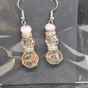 Chic Pink Beaded Drop Earrings
